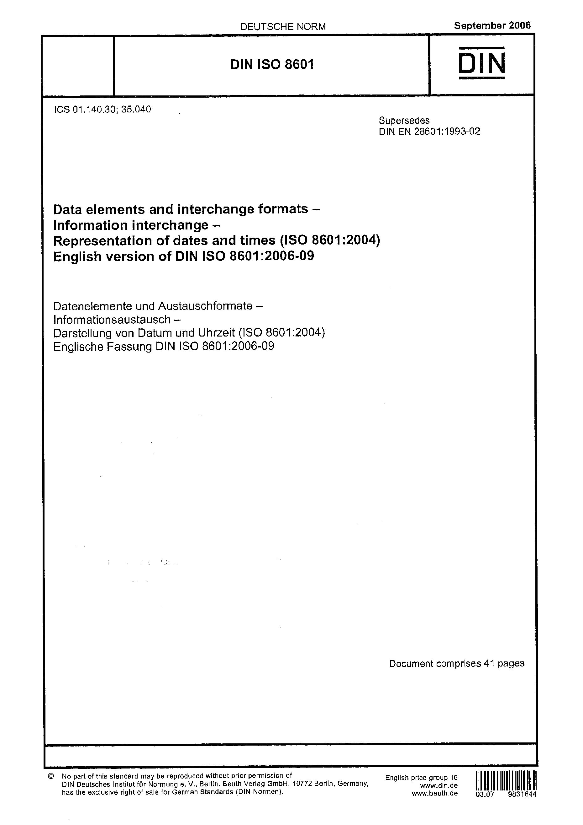 DIN ISO 8601:2006封面图