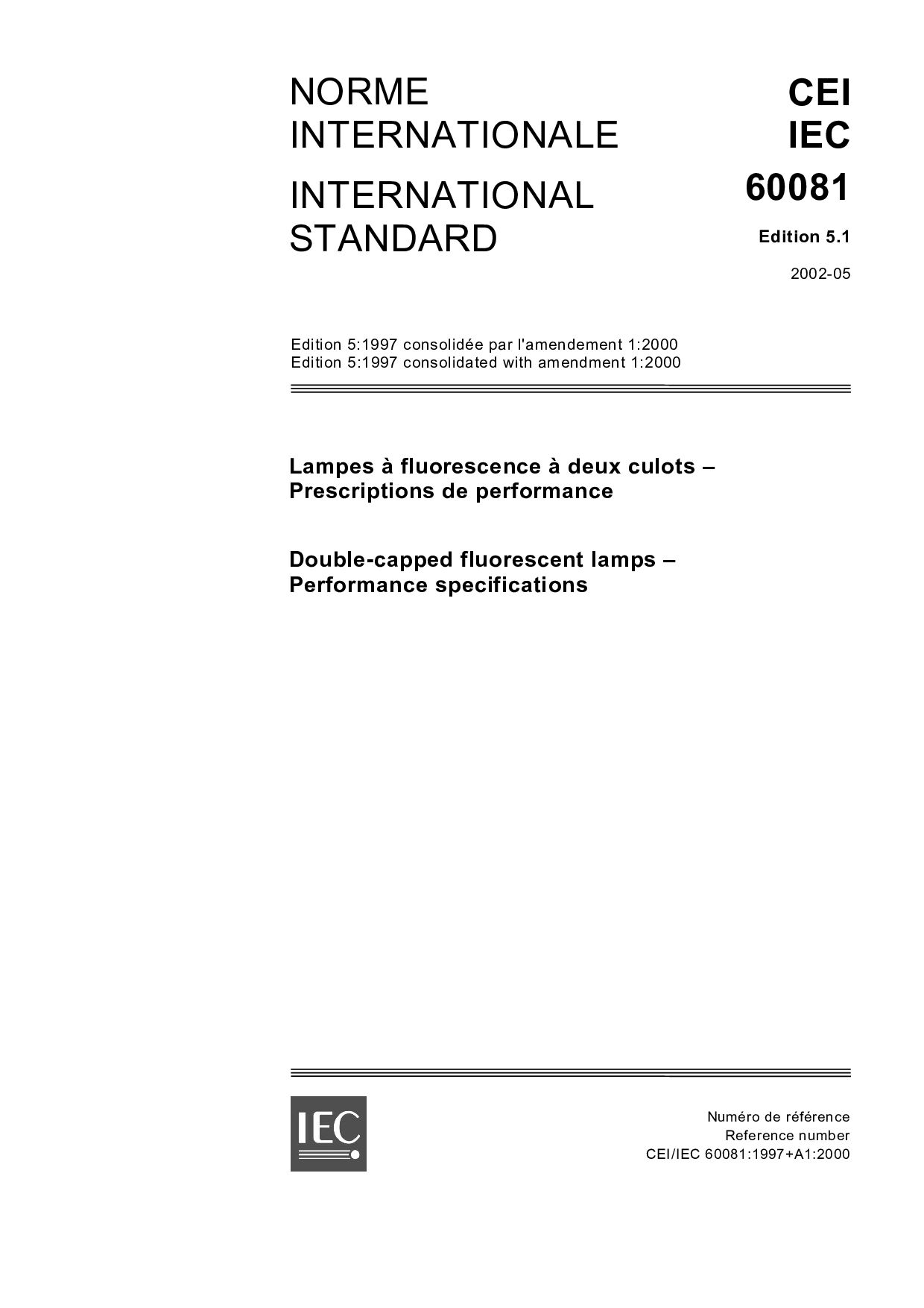 IEC 60081:2002封面图