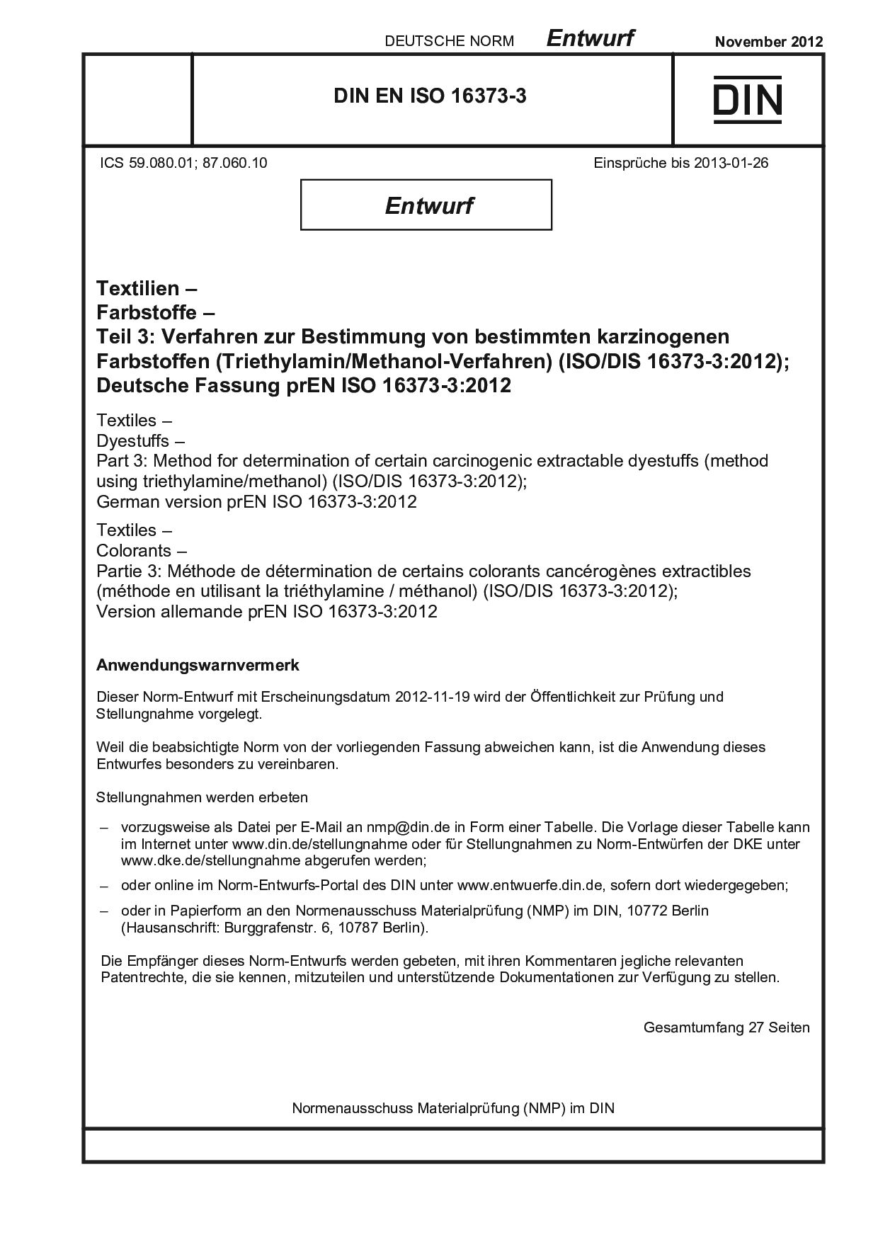 DIN EN ISO 16373-3 E:2012-11封面图