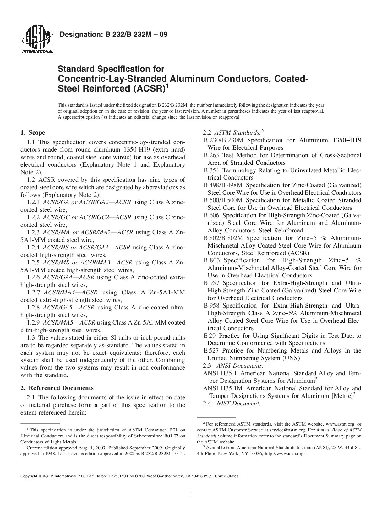 ASTM B232/B232M-09封面图