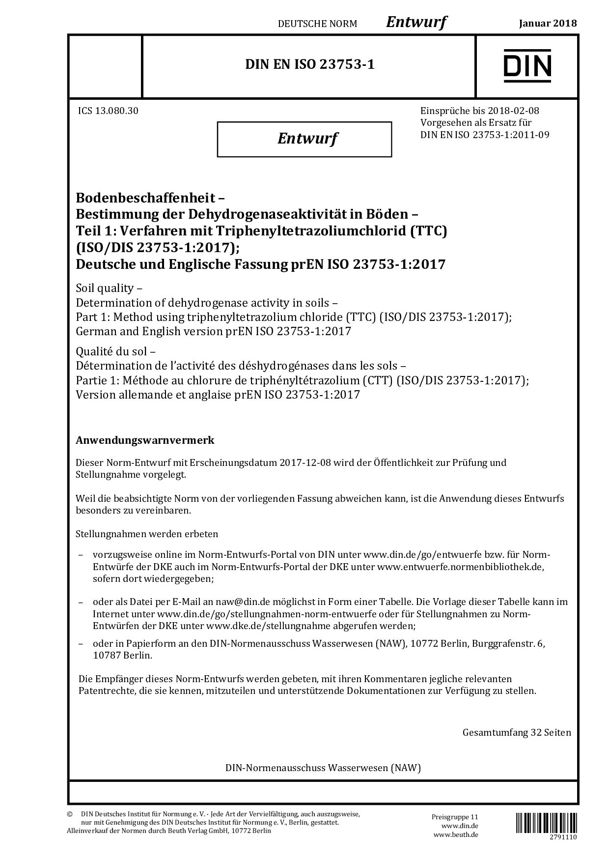 DIN EN ISO 23753-1 E:2018-01封面图