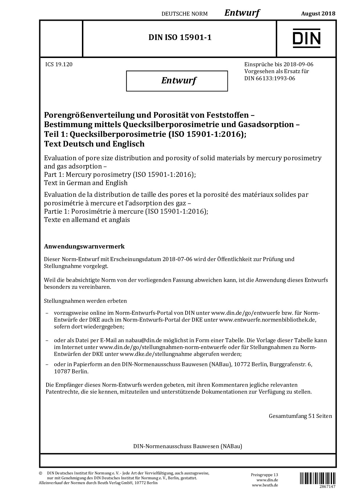 DIN ISO 15901-1 E:2018-08封面图