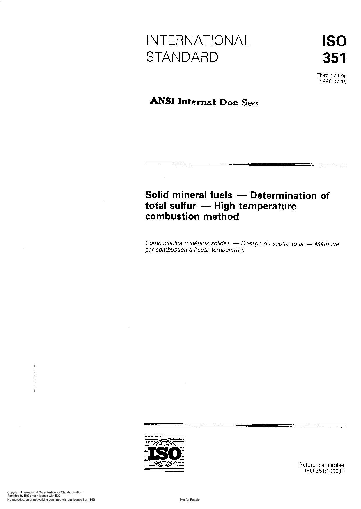 ISO 351:1996封面图