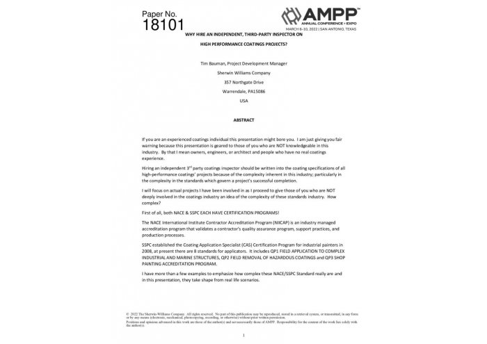 AMPP Paper 18101-2022 AMPP Paper 18101-2022 标准