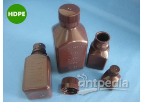 500ml螺纹口盖棕色小口塑料方瓶（HDPE材质）