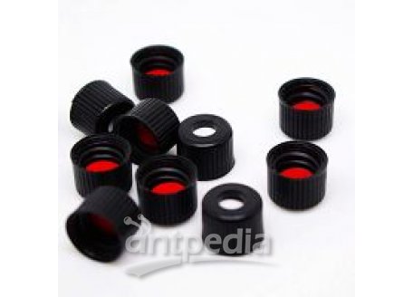 黑色8-425开孔螺纹盖，含红色PTFE/白色硅胶隔垫