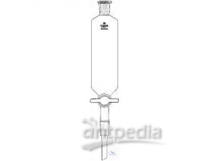 DROPPING FUNNELS, CYLINDRICAL, UNGRAD.,  ST-STOPCOCK W. SCREW-THREAD RET. NUT,  100 ML, C + S ST 29/