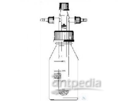 SECURITY WASHING BOTTLE,  WITH SCREW-THREAD, GL 45  TUBING-CONNECTION, GL 14,  500 ML, COMPLETE