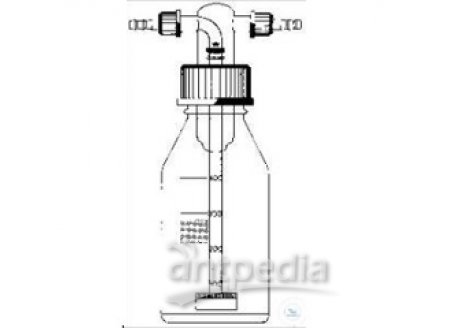 HEAD FOR GAS WASHING BOTTLES,  WITH 2 SCREW-THREADS GL 14,  DRECHSEL WITH SINTERED DISC P1