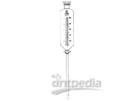 SEPARATORY FUNNEL, 500 ML,  CYL. GRADUATED BOROS. GLASS,  SOLID ST-STOPCOCK PLUG, BORE  2,5 MM, ST-P