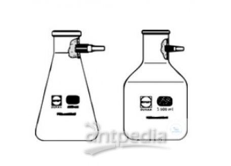 FILTRATION FLASKS, WITH PLASTIC HOSE CONNECTION   AND TUBULATURE, CLEAR GLASS, NON-COATING, 1000 ML