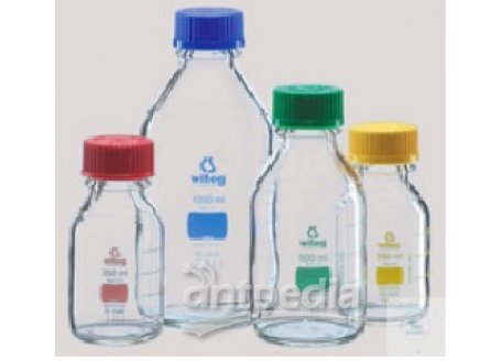 LABORATORY BOTTLES 1000 ML, BLUE  GRADUATED IN A COLOR CODE SYSTEM,  BOROSILICAT GLASS 3.3,ISO 4796