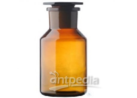 BOTTLES, CONICAL SHOULDER,  WIDE MOUTH ST-GLASS-STOPPER 60/46,  AMBER GLASS, 1000 ML