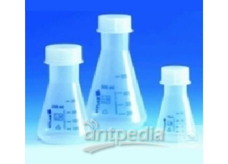 ERLENMEYER FLASKS,  PP; WIDE MOUTH  TRANSPARENT,  WITH SCREW CAP  ST 24/29; 500 ML