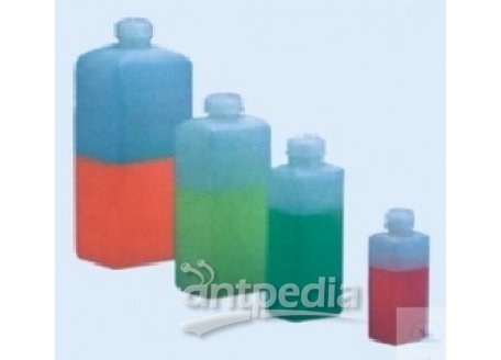 SQUARE BOTTLES, NARROW NECK, MADE FROM   DYFLOR, COMPL.W.SCREW CAP. 250 ML, GL   25