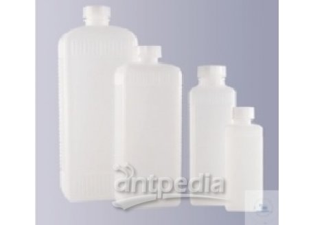 BOTTLES SQUARE PE NATURAL COLOUR  1000 ML, ST. 25, WITH SCREW CAP