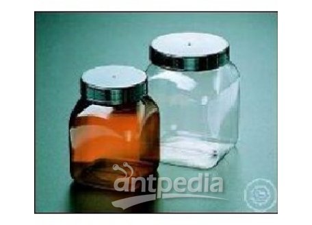SQUARE WIDE MOUTH CONTAINER (PVC), 100 ML,  WITH SCREW CAP, CLEAR GLASS, 46 X 46 MM,   HEIGHT 71 MM,