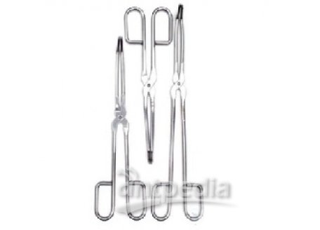 CRUCIBLE TONGS, WITH BENT POINTS, MADE OF   STAINLESS STEEL, LENGTH 200 MM, WITHOUT BOW