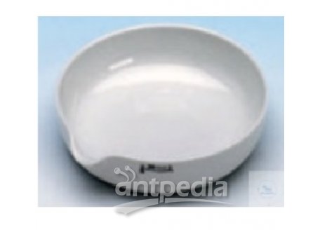 EVAPORATING DISHES, MADE OF  PORCELAIN, WITH SPOUT, FLAT  BOTTOM, O.D. 40 MM,  HEIGHT 8 MM, 8 ML