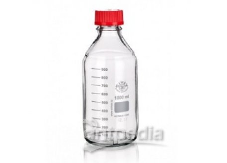 SIMAX 100mL透明溶剂瓶，含红色PBTB盖子、ETFE密封圈及PTFE涂层的硅胶隔垫