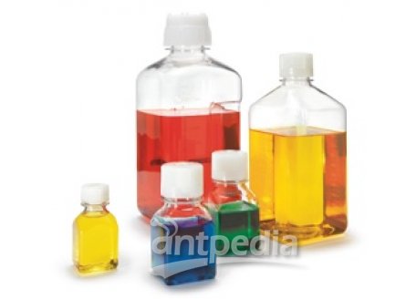 无菌方形培养基瓶，PETG（聚对苯二甲酸乙二醇酯共聚物）；白色高密度聚乙烯螺旋盖，500ml容量