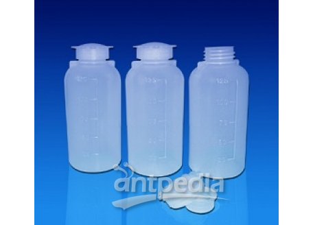 125ml聚乙烯透明窄口试剂瓶，带刻度，配螺旋盖和塞子