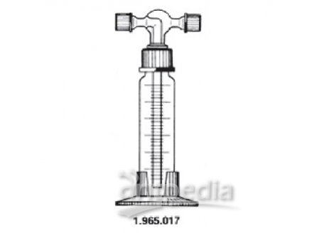 WASH BOTTLES, GRADUATED, 100 ML,  WITH PLASTIC BASE, 1 GL 32/18,  WITH HEAD 2 GL 18/10