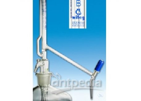 AUTOM. BURETTE, PELLET, 50 ML:0,1,  DIN-B, WITHOUT STOPCOCK,  WITH LATERAL NEEDLE VALVE  WITH PTFE N