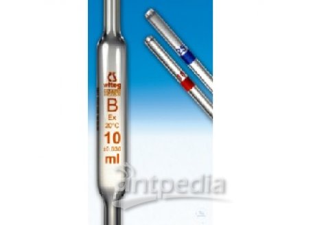 VOLUMETRIC PIPETTES, 25 ML, KL.-B, DIN 12690,   WITHOUT WAITING TIME, COLOR-CODE-BLUE