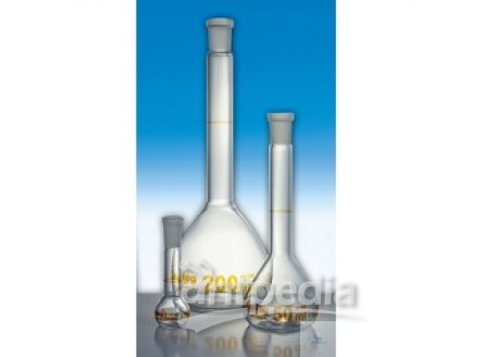 50ml A级透明玻璃容量瓶、棕标、PE顶塞、ST14/23