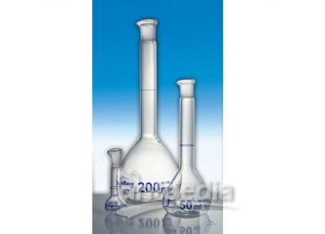 1000ml A级透明玻璃容量瓶、蓝标、玻璃顶塞、ST24/29