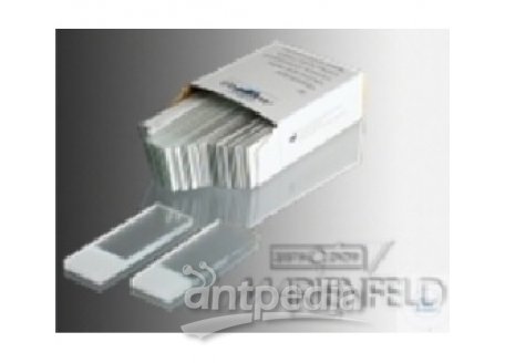 MICRO SLIDES, HALF-WHITE-GLASS, 76 X 26 MM,   CUT EDGES, IN TROPICAL PACKING, THICKNESS 0,8 - 1 MM