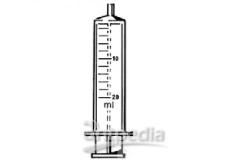 Glass and metall syringe, capacity 5ml:0,2ml, Luer tip,  autoclavable at 134°C and interchangeable, glass cylinder  with steel piston and conformity approved