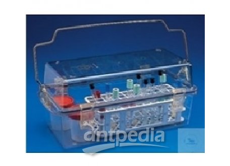 SAFETY BOX PMMA USED  TO CARRY TUBES OR URINE  STOOL CONTAINERS WITH  HANDLE 330 x 175 x 180  MM