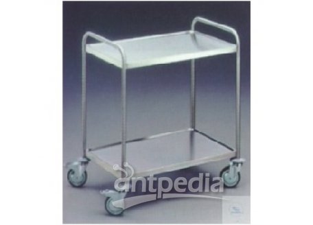 Laboratory transport carts, 800 x 500 mm board-  measures, 3 floors, max. loading capacity 120 kg,   made of stainless steel