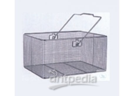 Basket, 400 x 300 x 200 mm, with handle,  wire mesh 8 x 8 mm, stainless steel