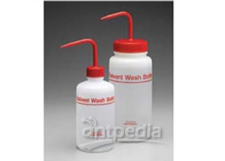 氟化溶剂洗瓶，氟化高密度聚乙烯；红色氟化聚丙烯盖/杆；聚丙烯吸管，500mL容量