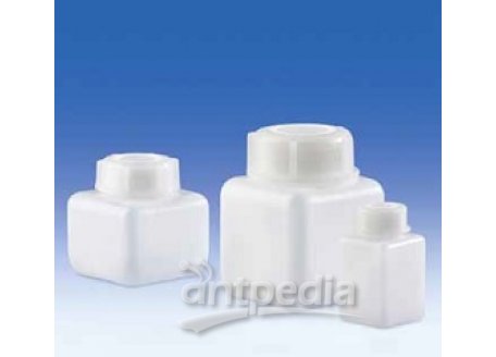 Wide-mouth bottle, PE-HD,with screw cap, PE-LD, square, 100 ml