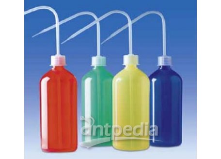 Wash-bottle, colour coded, PE-LD ,green, 250 ml