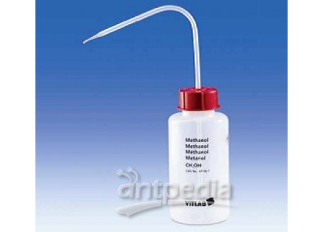 VITsafe? Safety-Wash-Bottle, PE-LD, GL 45, wash-bottle cap, PP, Methylene dichloride, 500 ml