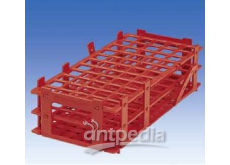 Test tube rack, PP, nesting, 32 positions for tube ? up to 25 mm, red