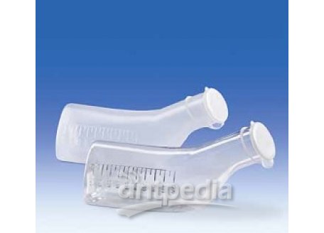 Urinal, PC, with lid, PE, moulded graduation, 1000 ml