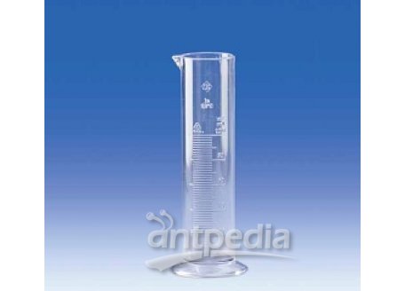 Graduated cylinder, SAN, class B, short form, moulded scale, 250 ml