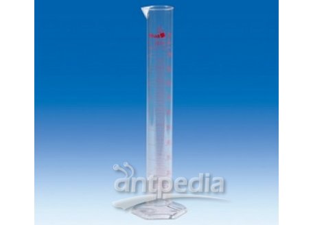Volumetric cylinder, PMP, class A, CC,tall form, red printed scale, 25 ml