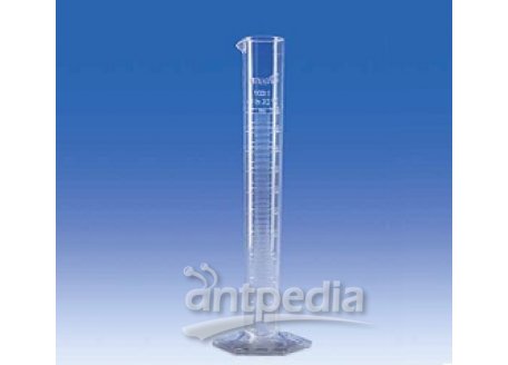 Graduated cylinder, SAN, class B, tall form, moulded scale, 25 ml
