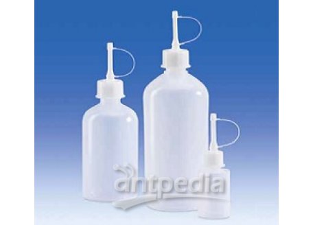 Dropping bottle, PE LD, GL 18, screw caps with dropping inserts, PE-HD, tall shoulder, 50 ml