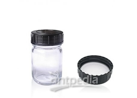 50ml透明玻璃广口瓶，含PPN盖子及PE衬垫，DIN 40