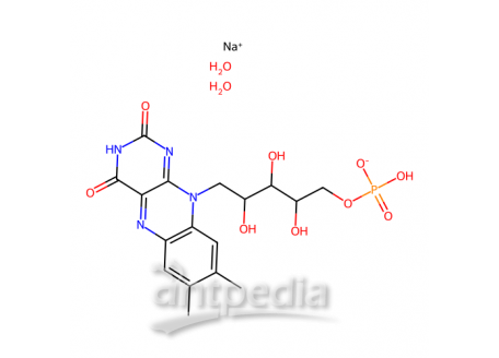 核黄素-5′-磷酸钠盐水合物，6184-17-4，73-79%