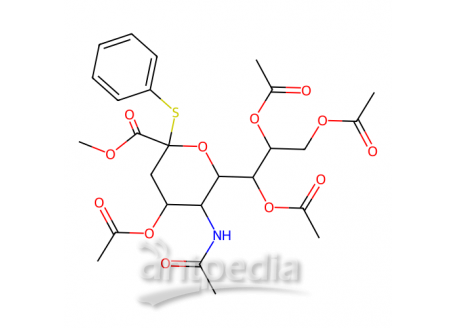 5-乙酰氨基-4,7,8,9-四-O-乙酰基-3,5-二脱氧-2-S-苯基-2-硫代-D-甘油-D-半乳-2-吡喃神经氨酸甲酯，155155-64-9，97%(sum of isomers)