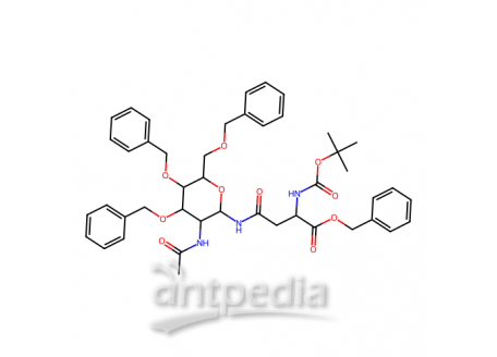 Nω-(2-乙酰氨基-3,4,6-三-O-苄基-2-脱氧-β-D-吡喃葡萄糖酰基)-Nα-(叔丁氧羰基)-L-天冬酰胺苄酯，219968-28-2，>97.0%(HPLC)